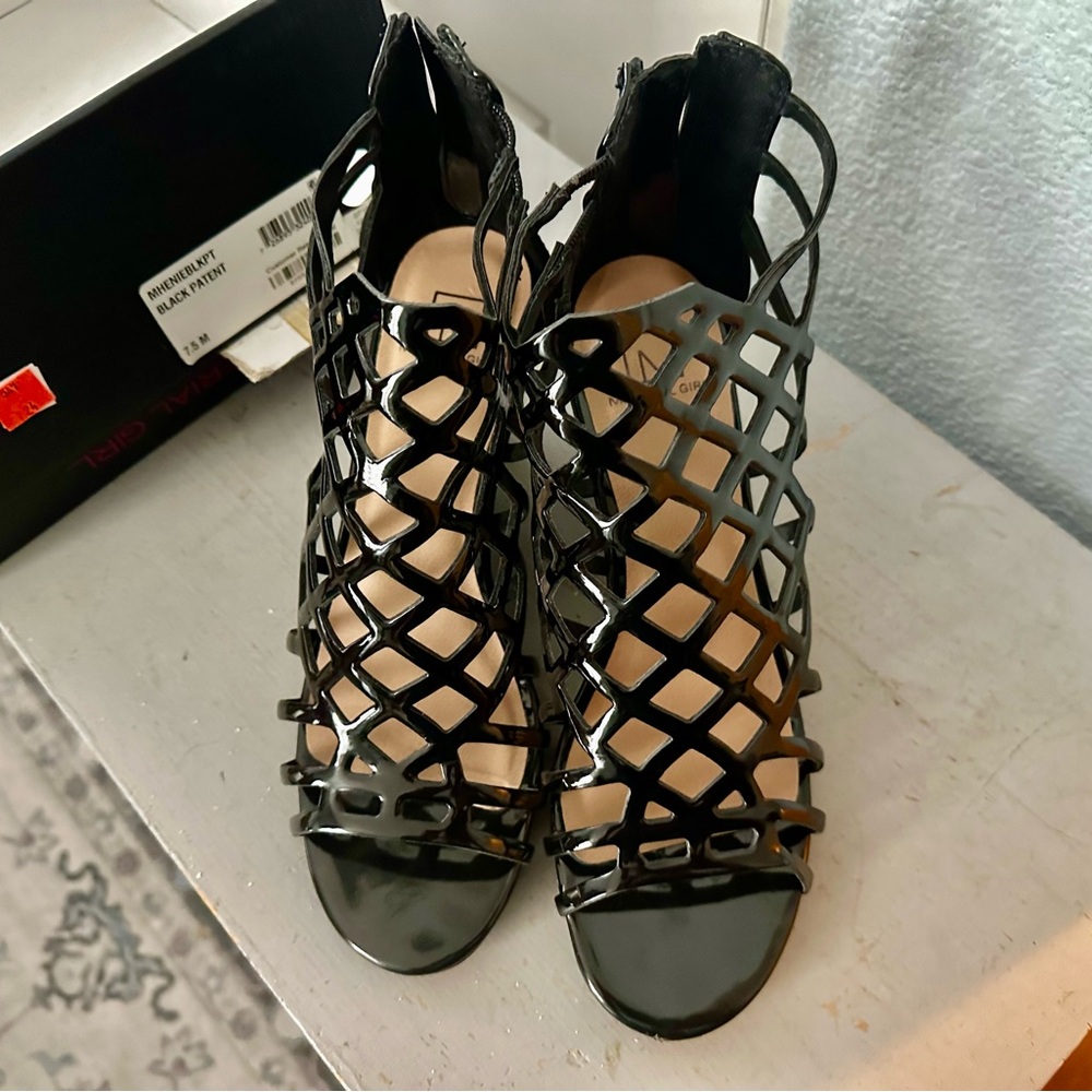 Black Gladiator Heels with Geometric Cutouts